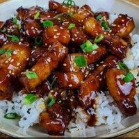 Émincé de porc au caramel + riz Thaï au jasmin