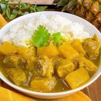 Émincé de porc au curry jaune + riz Thaï au jasmin
