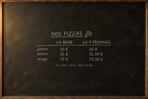 Options : des tarifs différents d'un produit à l'autre