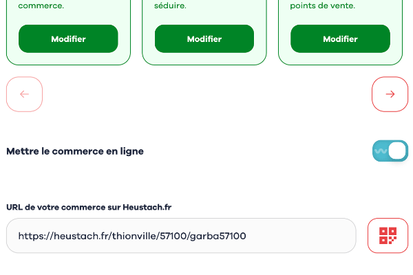 Votre URL et votre QR code accessible depuis votre dashbord sur Heustach