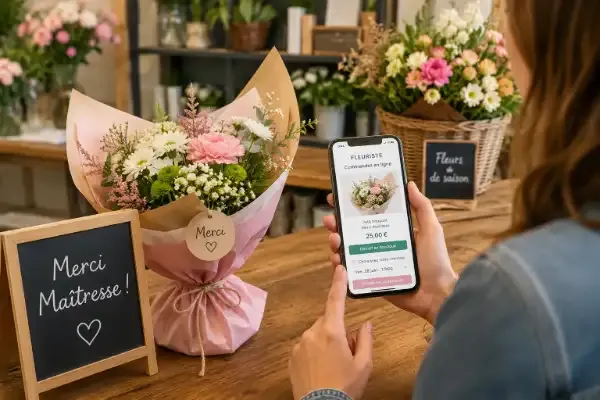 Commande en ligne d&rsquo;un bouquet avec retrait en boutique chez un fleuriste