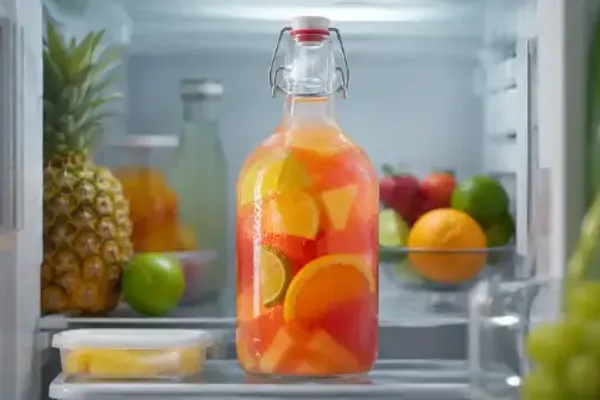 Bouteille de punch maison fermée pour une bonne conservation au frais